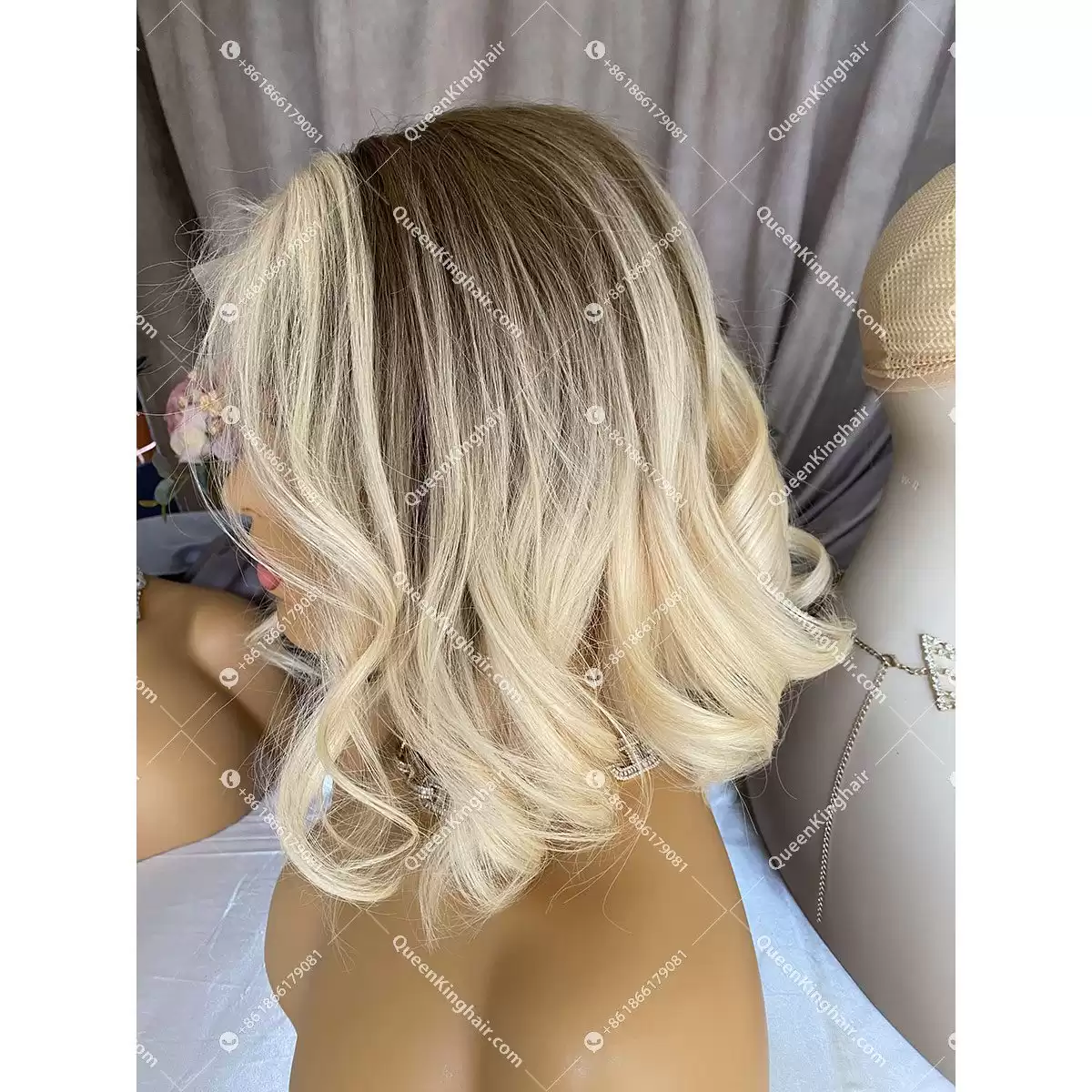 Kylie Bob Lacefrontwig 150%Density Wavy