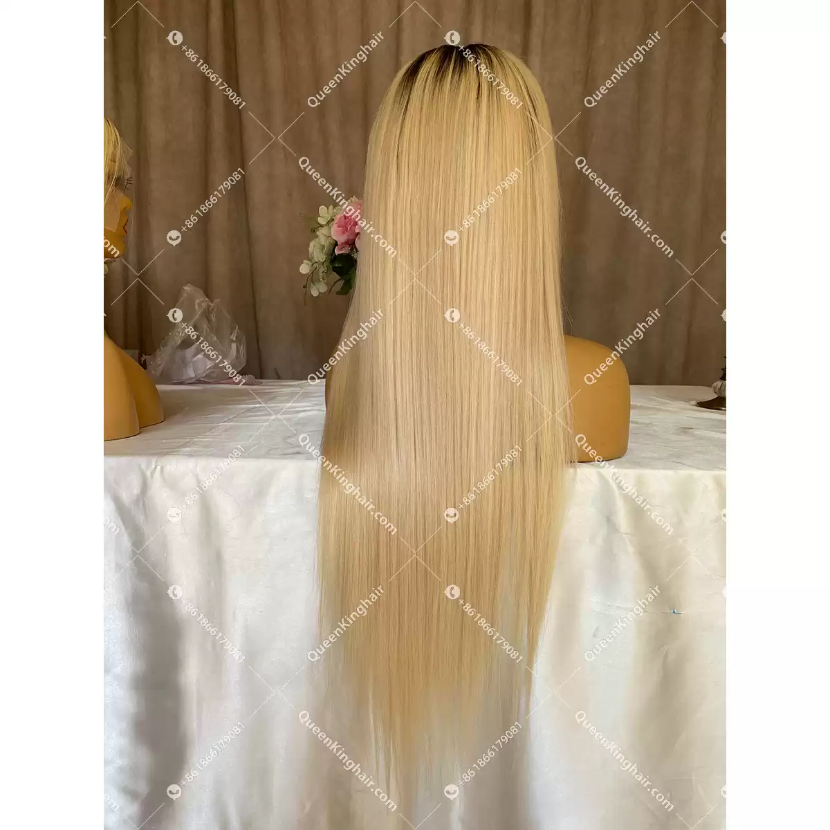 1b icy blonde Lacefrontwig 150%Density Straight