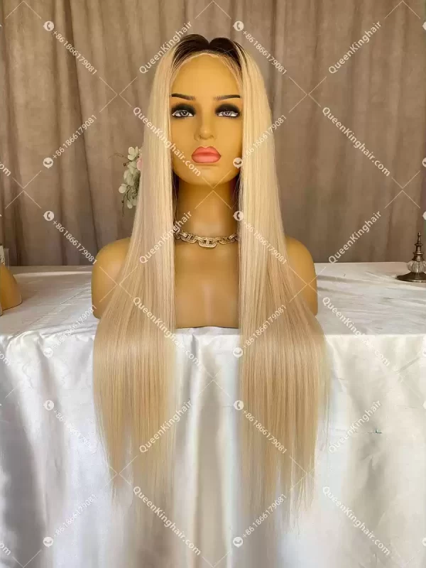 1b icy blonde Lacefrontwig 150%Density Straight