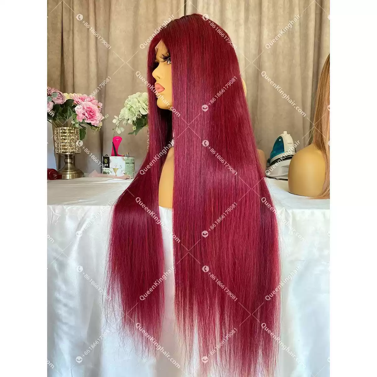 Burgandy Lacefrontwig 150%Density Straight