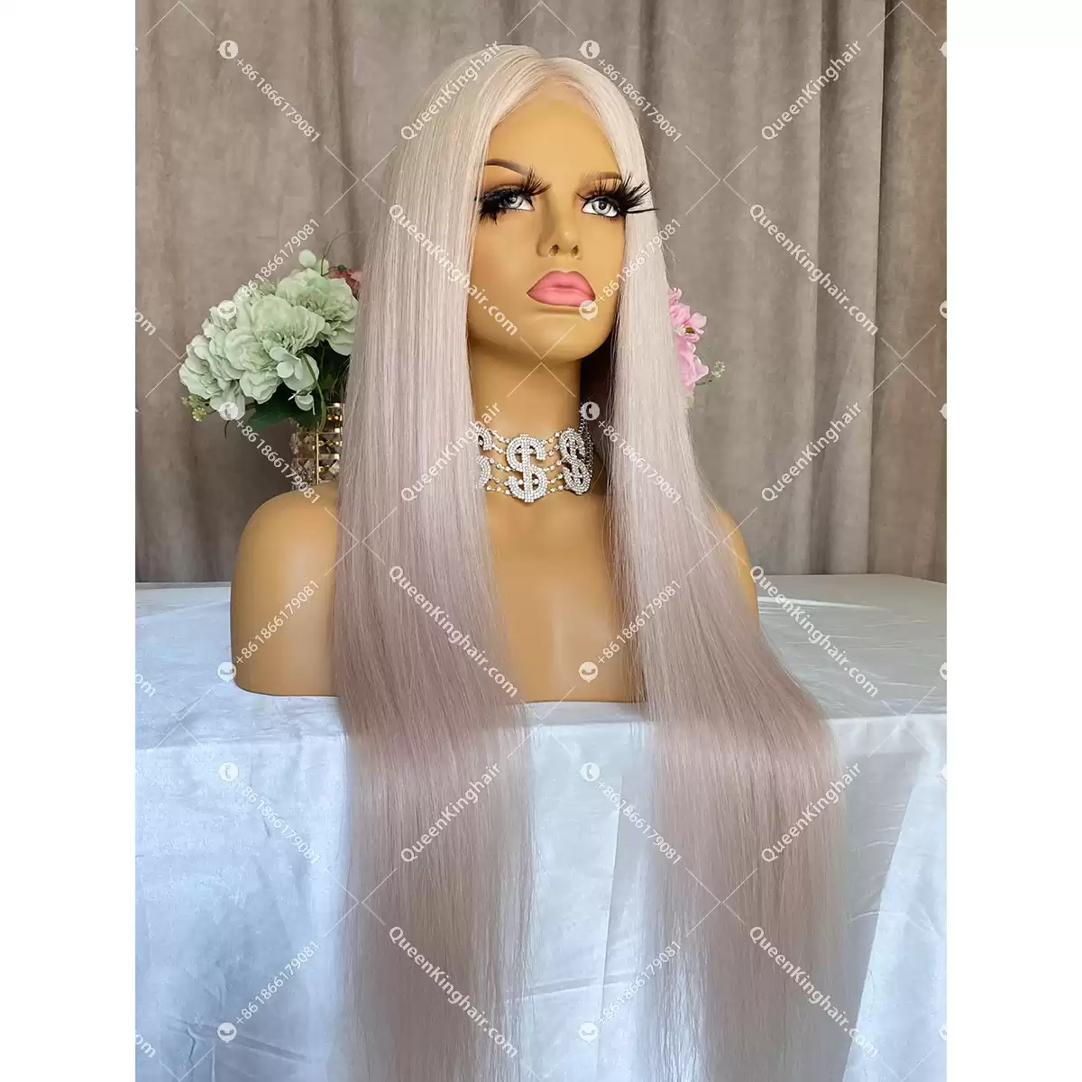 Virgin light white blonde Hd lace Full Lace Wig Silk Base 130% 150% Density Straight