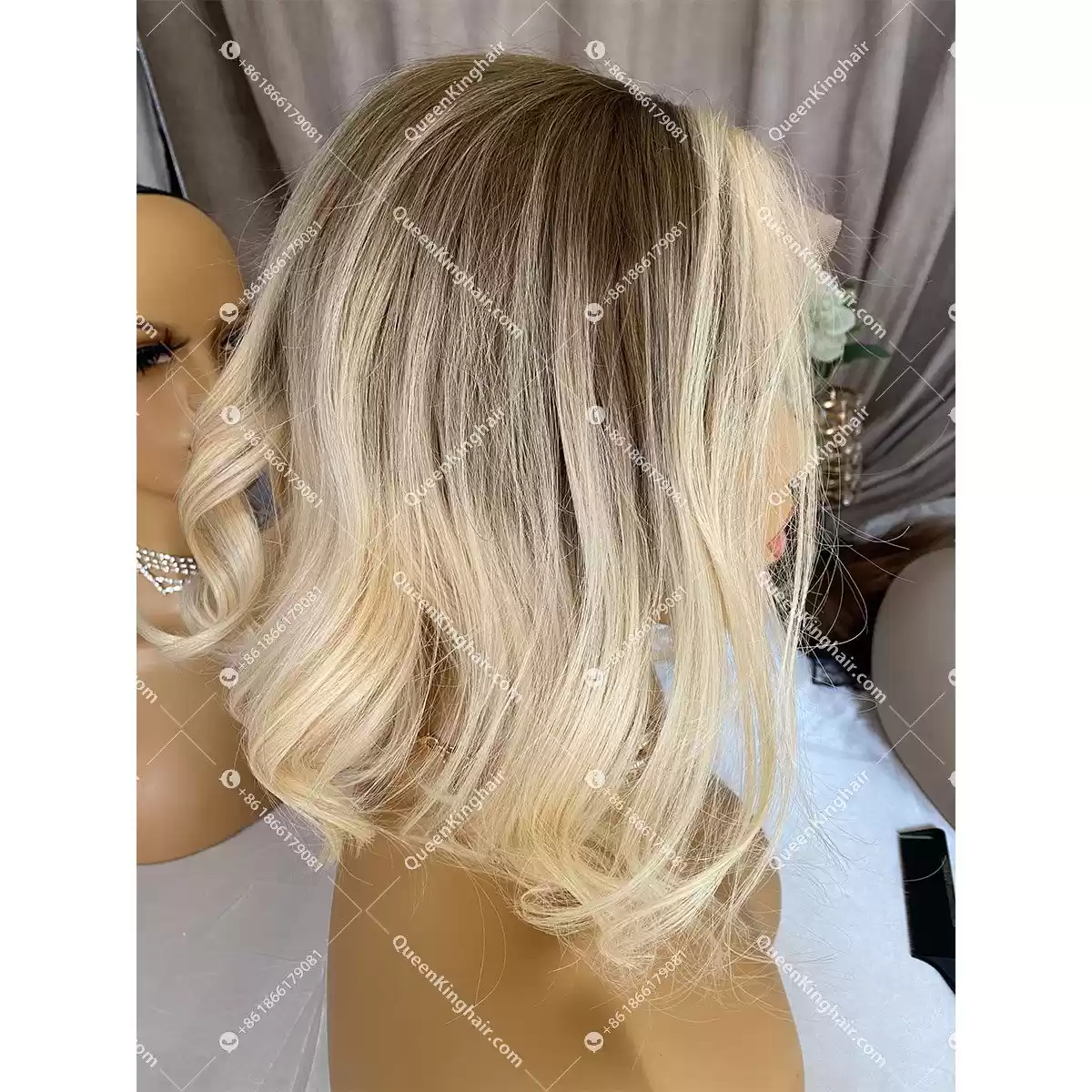 Kylie Bob Lacefrontwig 150%Density Wavy