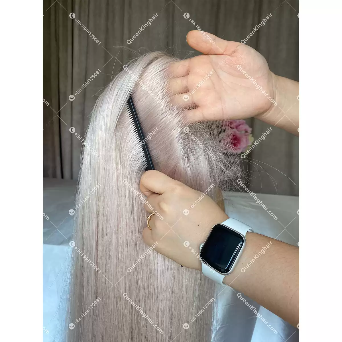 Virgin light white blonde Hd lace Full Lace Wig Silk Base 130% 150% Density Straight
