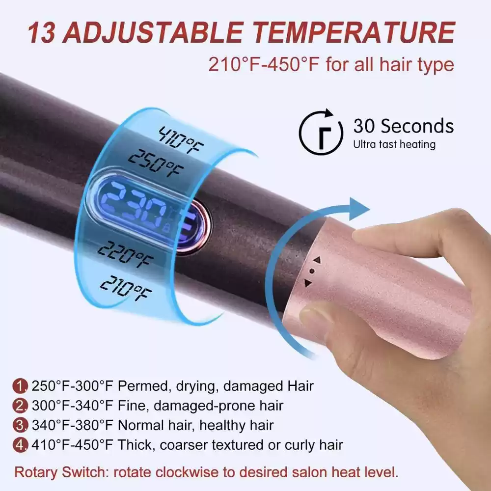 Electric heating curling rod large wave rotating curling hair
