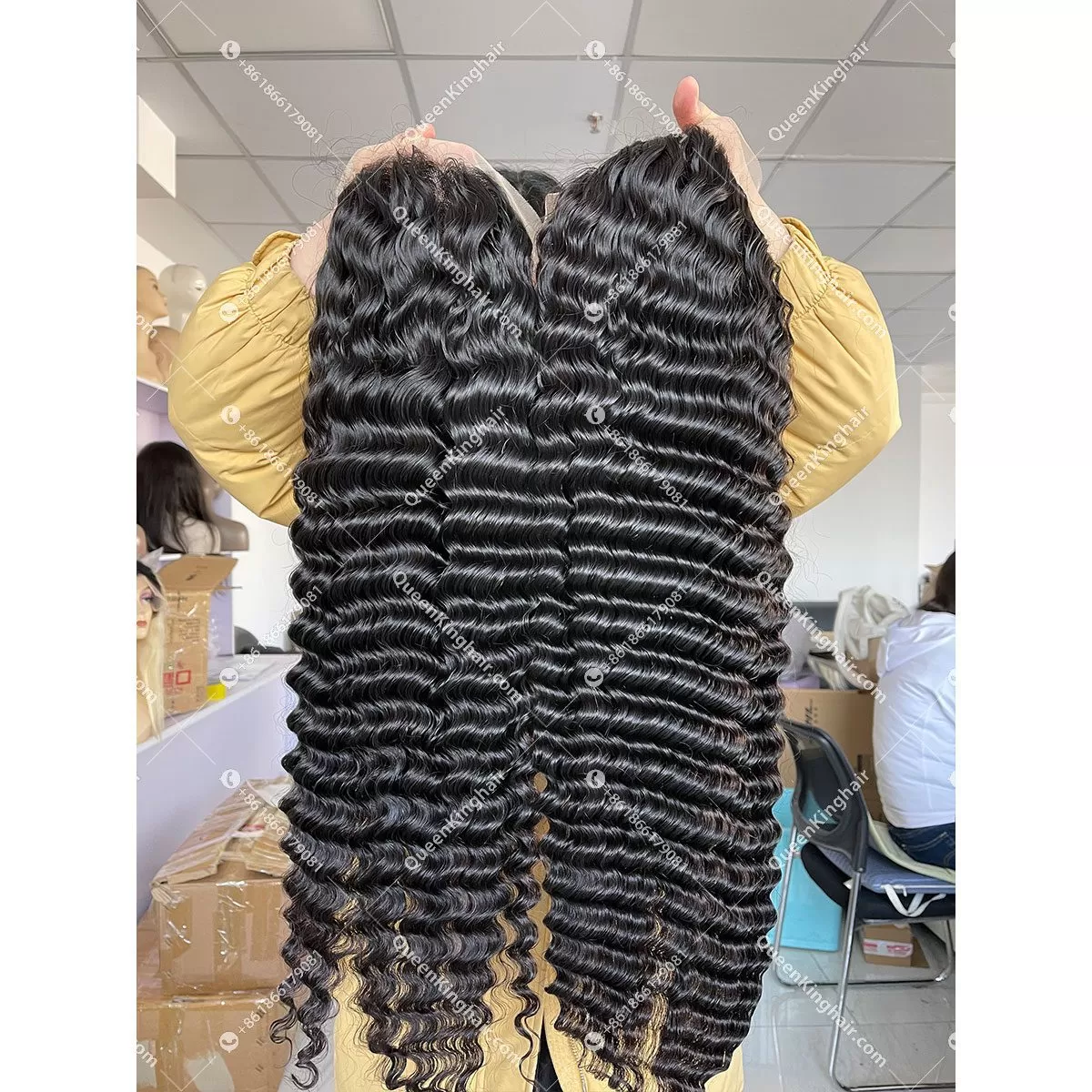 Natural Color 13x6 Transparent LaceFrontWig 150% Density Deep Curly Hair Wig