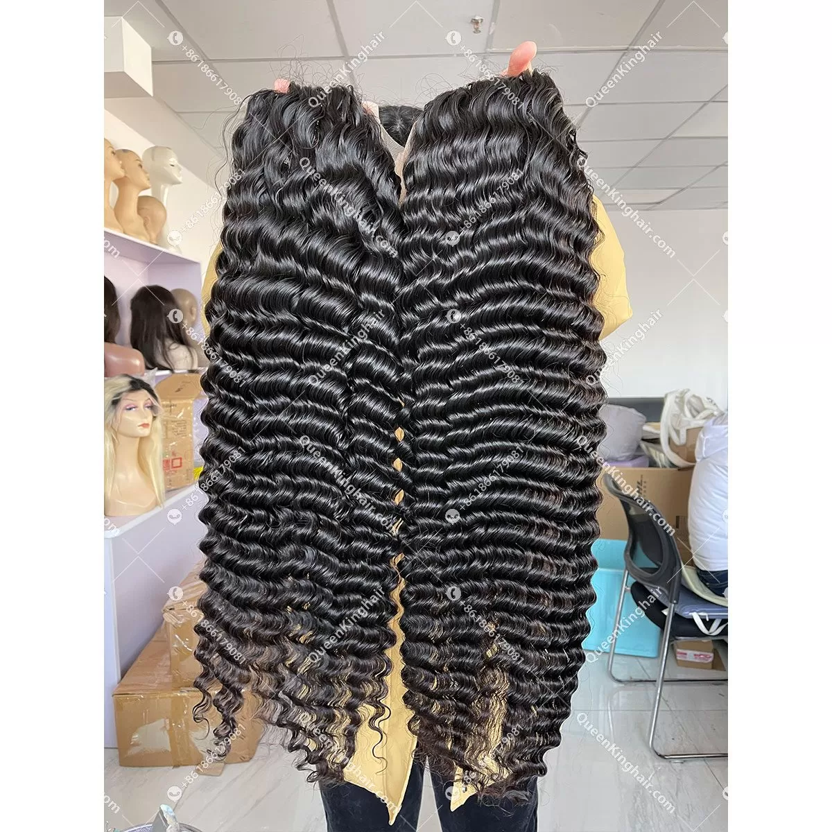 Natural Color 13x6 Transparent LaceFrontWig 150% Density Deep Curly Hair Wig