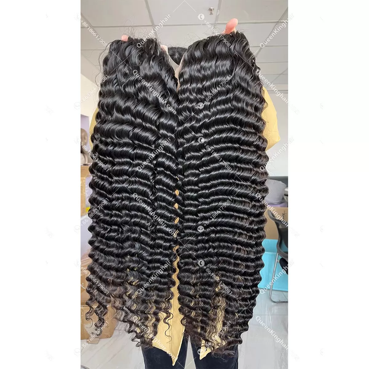 Natural Color 13x6 Transparent LaceFrontWig 150% Density Deep Curly Hair Wig