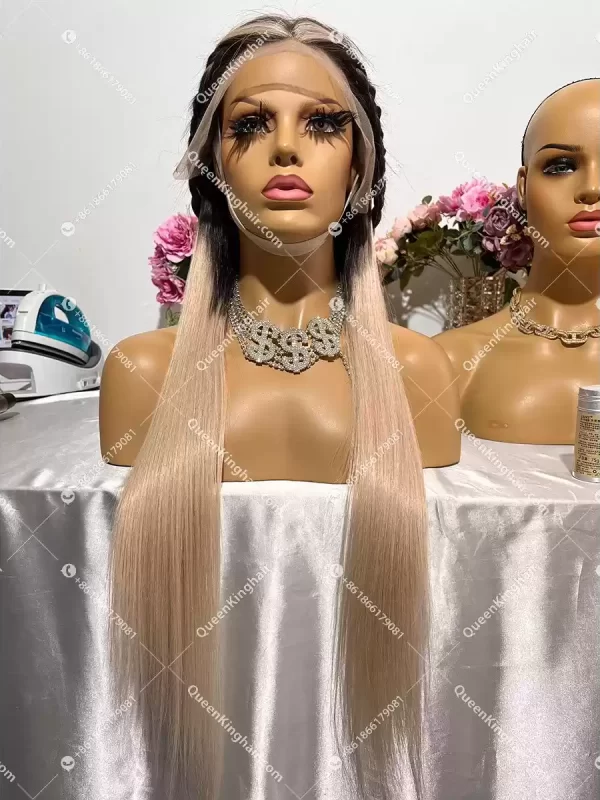 Ombré rose gold LaceFrontWig 150%Density Straight