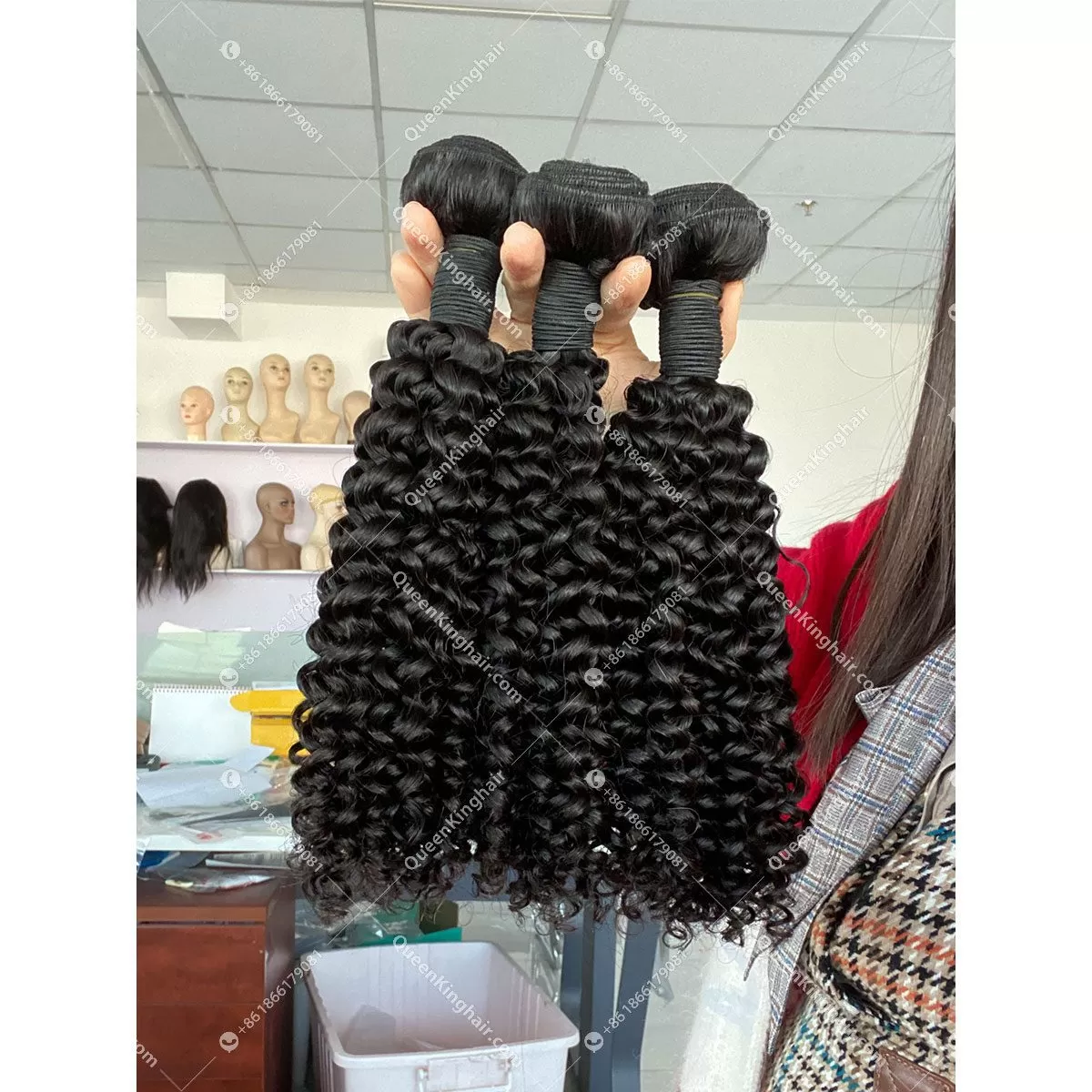 deep-curly Deep Curly 30Inch Brazilian Weft Hair Bundles Natural Color 100% Human Hair Weave 1/3/4 pcs for Africa American Women
