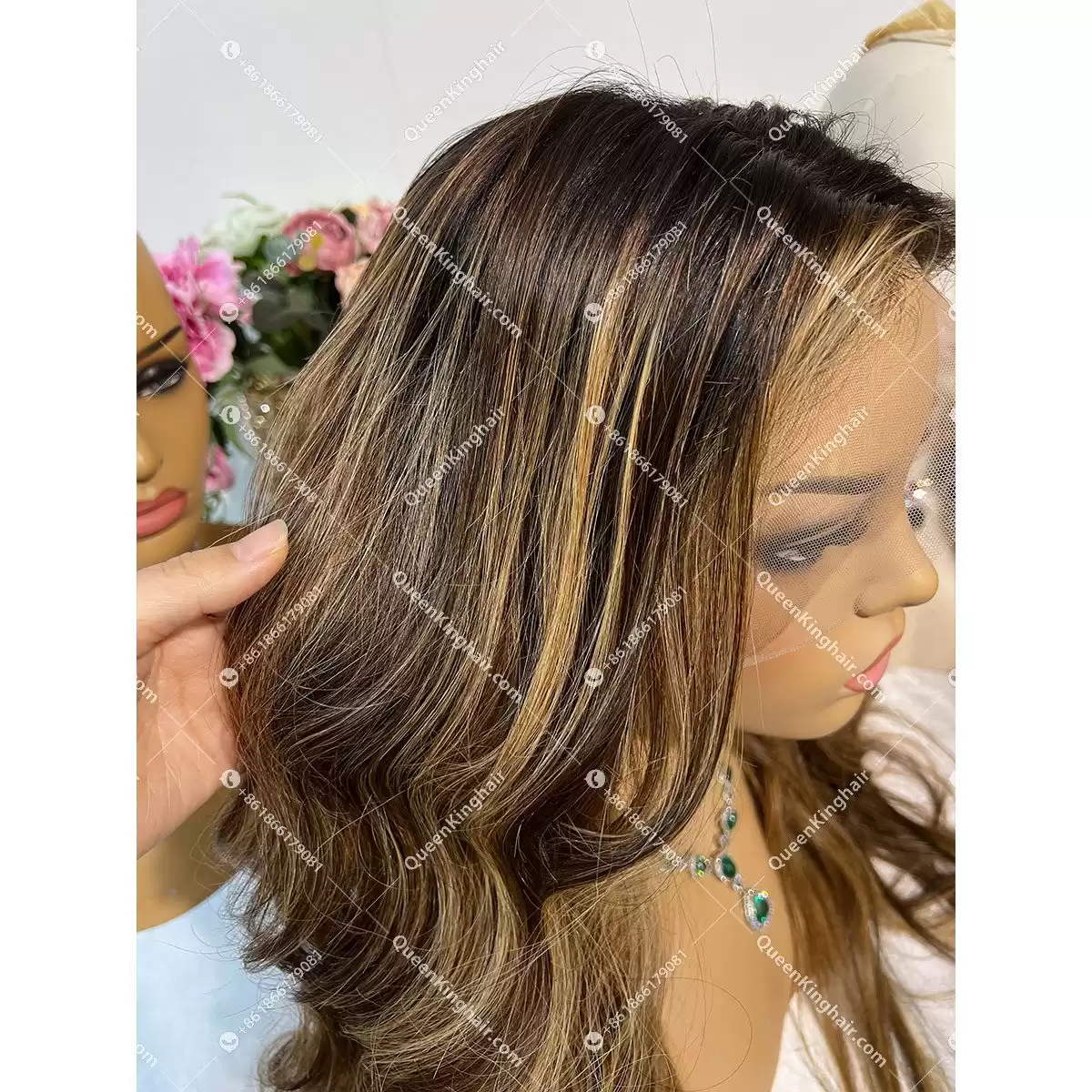 Ombre Balayage Custom Color 3 Tone Transparent Lace Small knots LaceFrontWig 150%Density Wavy