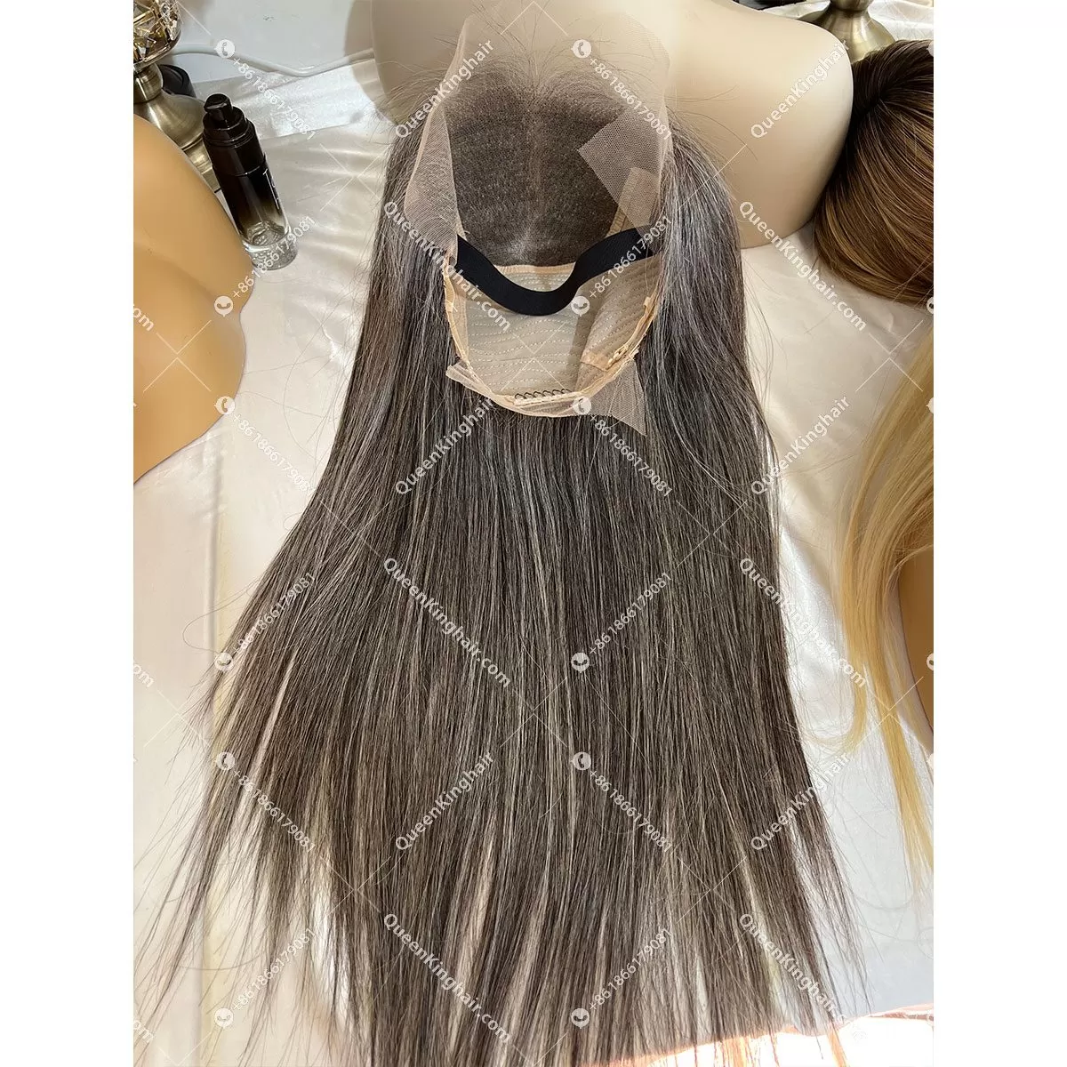 Salt And Pepper Grey Hair 1B/White Hair Mixed Color 13x6 LaceFrontWig Virgin hair Straight Custom Order HD lace