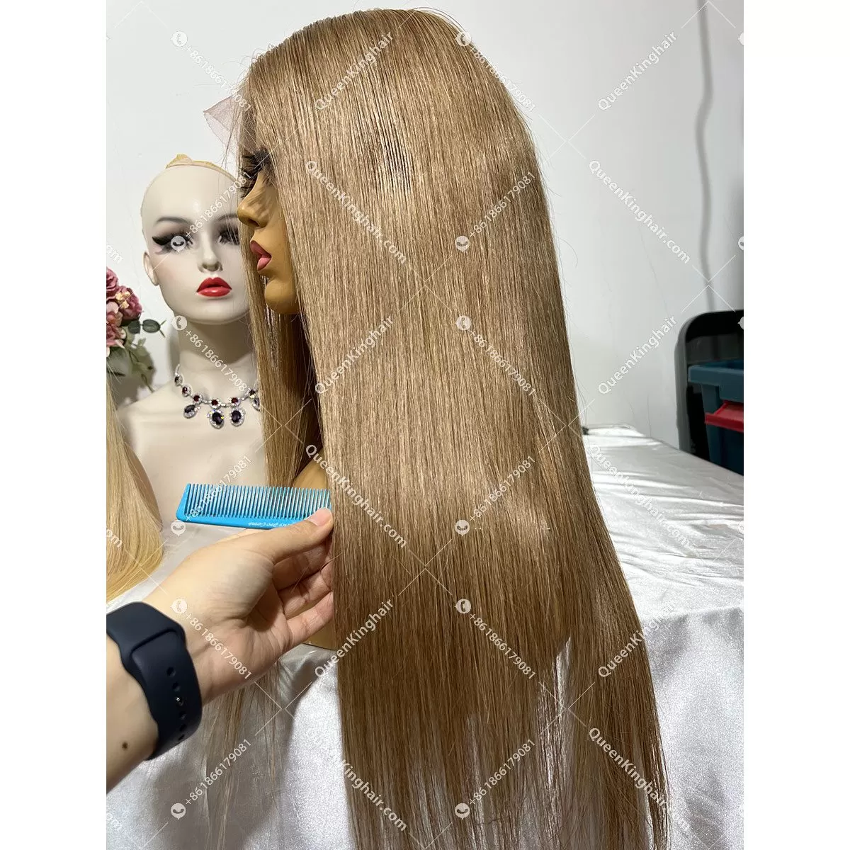 HD Lace Virgin Hair Ashy Blonde Custom Color 13x6 LaceFrontWig Virgin hair Straight