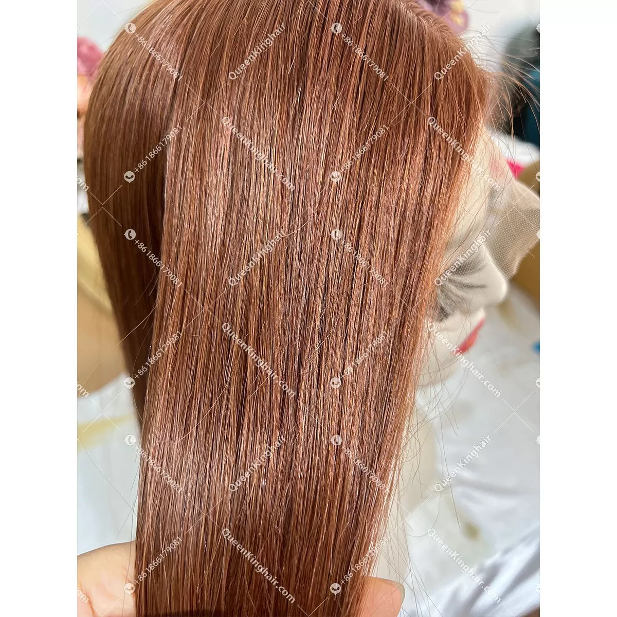 Virgin Hair Reddish Brown Transparent Hd lace Full Lace Wig Silk Base 130% 150% Density Straight