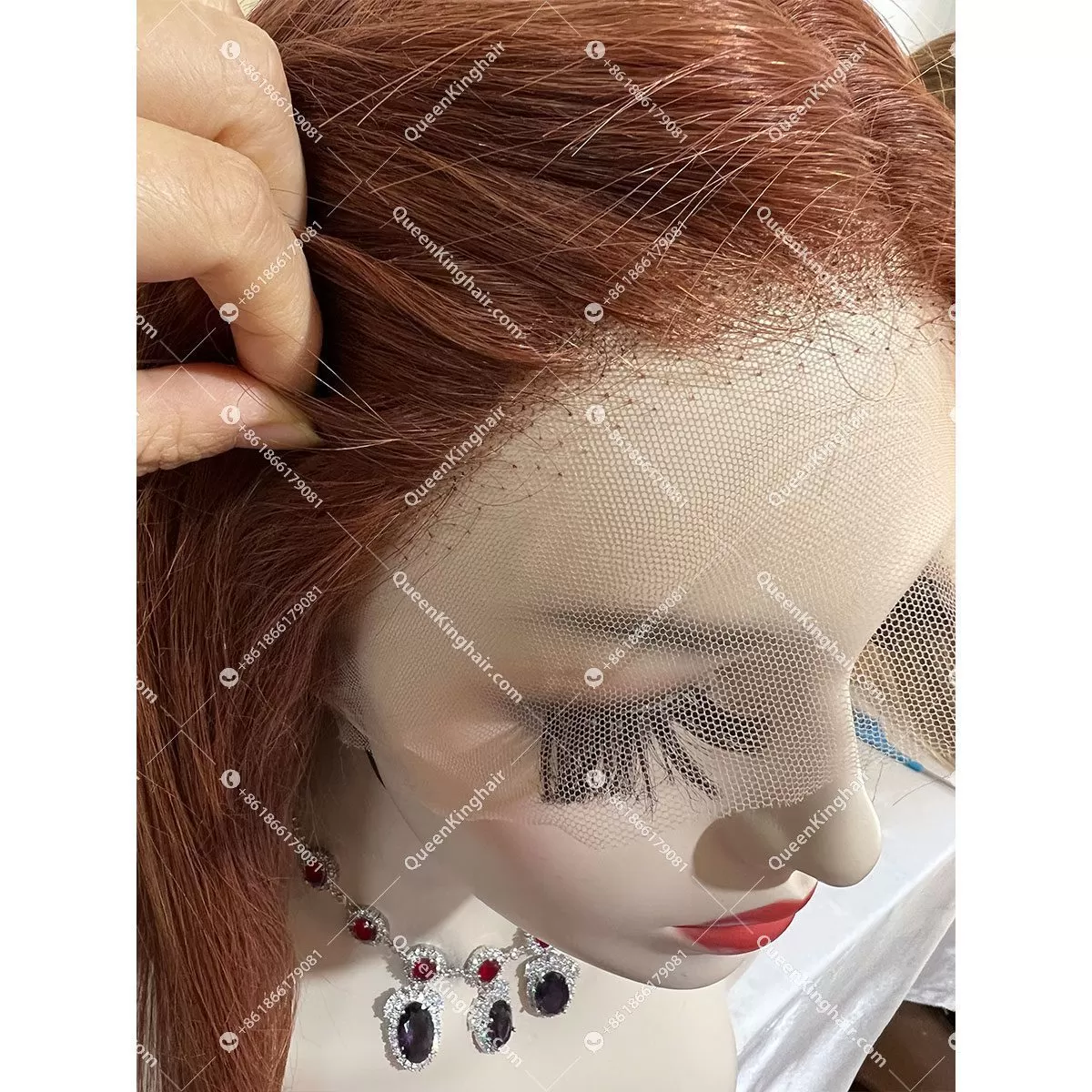 Virgin Hair Reddish Brown Transparent Hd lace Full Lace Wig Silk Base 130% 150% Density Straight