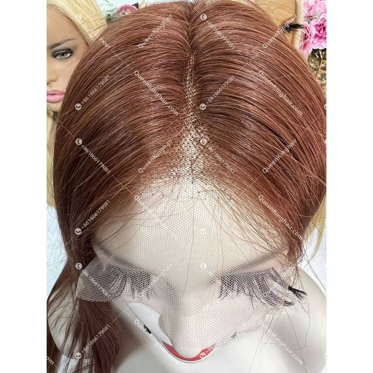 Virgin Hair Reddish Brown Transparent Hd lace Full Lace Wig Silk Base 130% 150% Density Straight