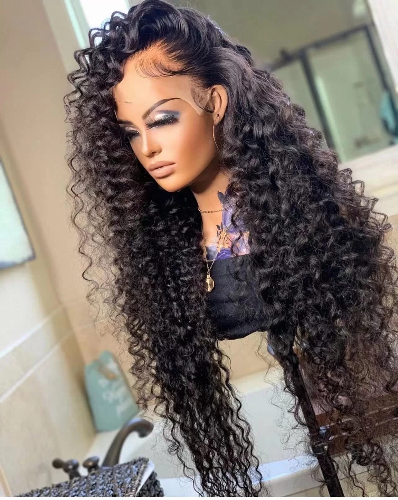 Natural Color 13x4 Transparent LaceFrontWig 150% Density Deep Curly Hair Wig