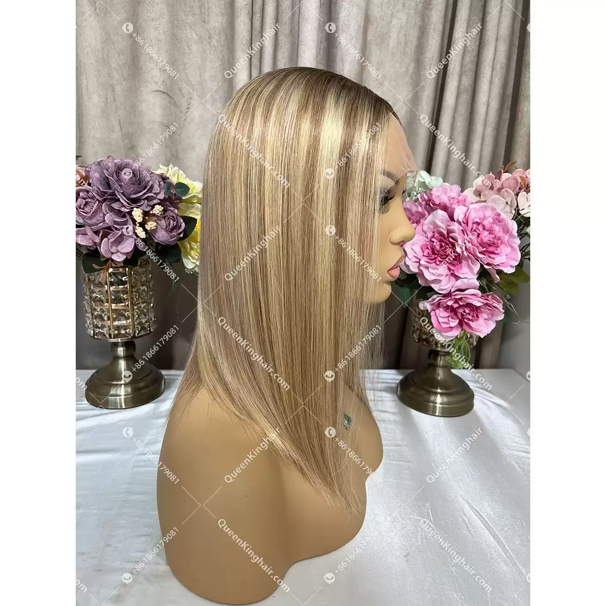 Jewish wig European hair Lemi color With Silk Base 150%Density Straight