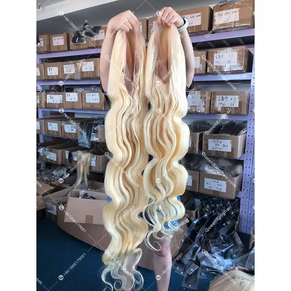 Thicker Ends European Virgin Hair  blonde Hd lace Full Lace Wig 180% Density Bodywave