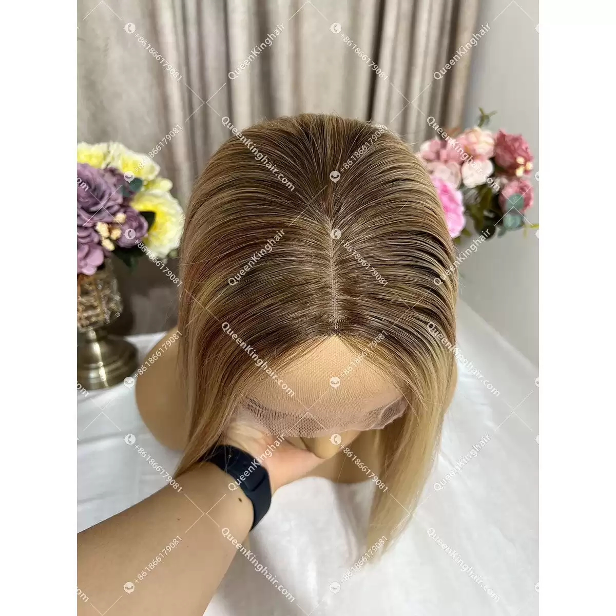 Jewish wig European hair Lemi color With Silk Base 150%Density Straight