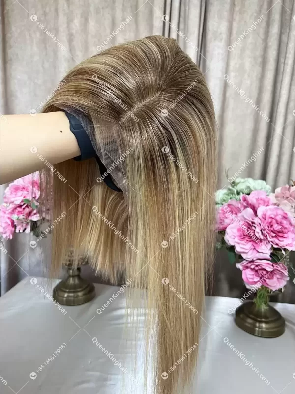 Jewish wig European hair Lemi color With Silk Base 150%Density Straight