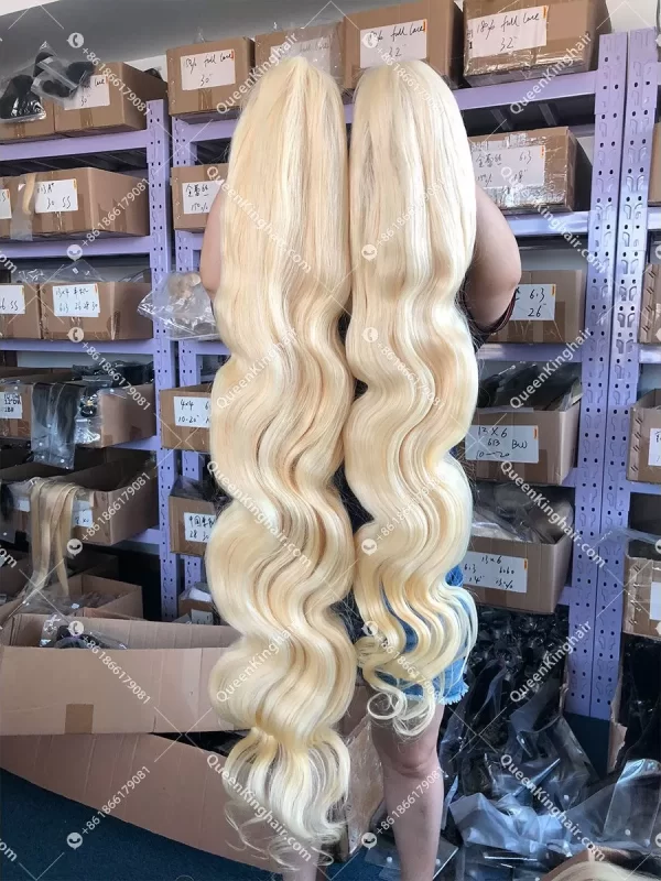Thicker Ends European Virgin Hair  blonde Hd lace Full Lace Wig 180% Density Bodywave