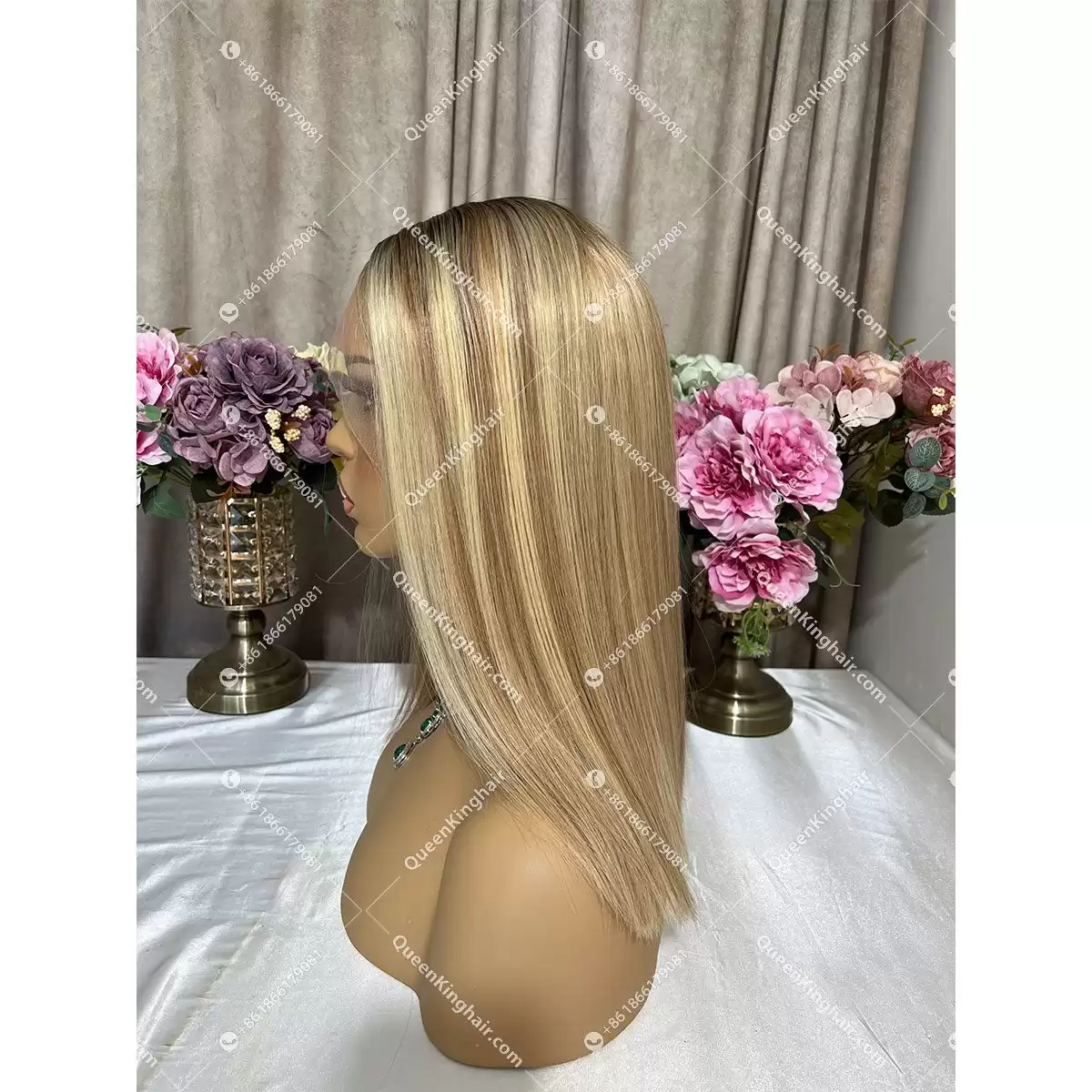 Jewish wig European hair Lemi color With Silk Base 150%Density Straight