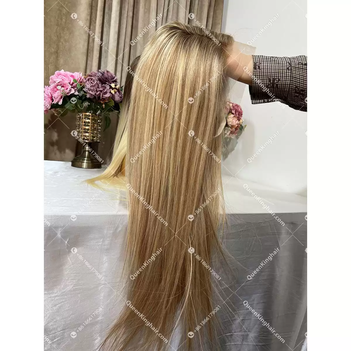 Leslie color 13x6 wavy transparent lace 150% density ombré balayage color wig