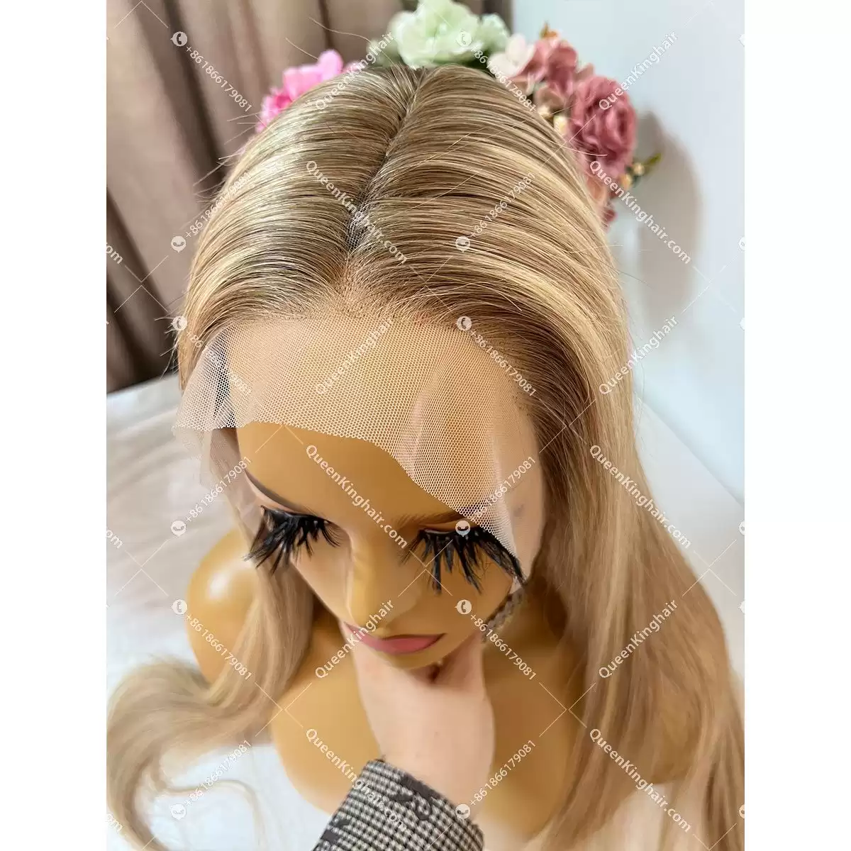 Leslie color 13x6 wavy transparent lace 150% density ombré balayage color wig