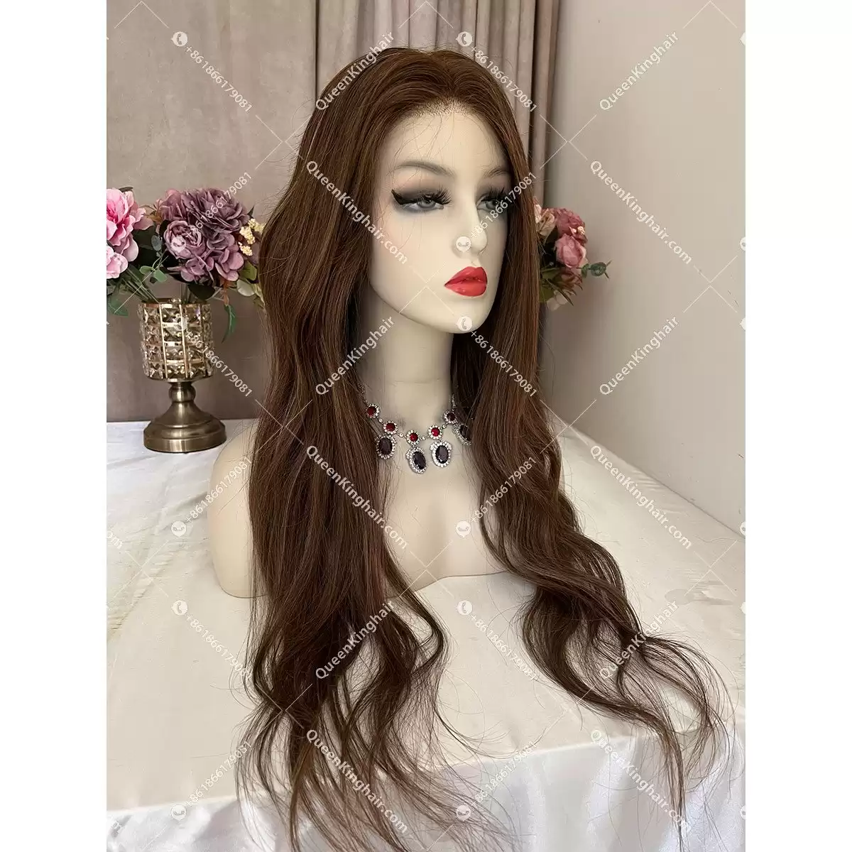 Brunette Hair Hd lace Full Lace Wig Silk Base 130% 150% Density Straight