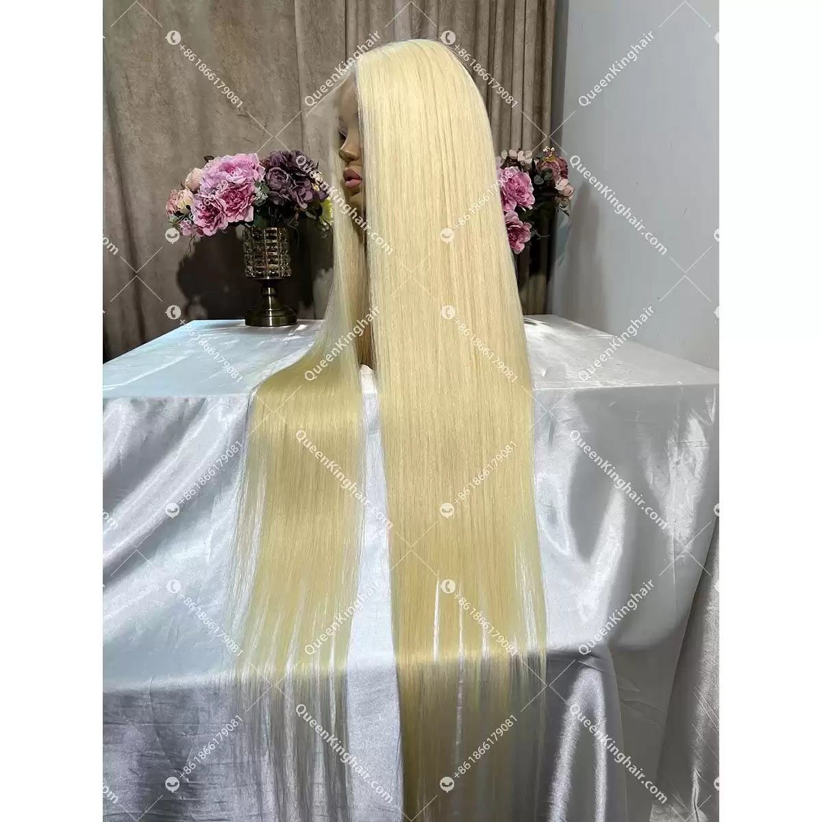 Thicker Ends European Virgin Hair  blonde Hd lace Full Lace Wig 180% Density Straight