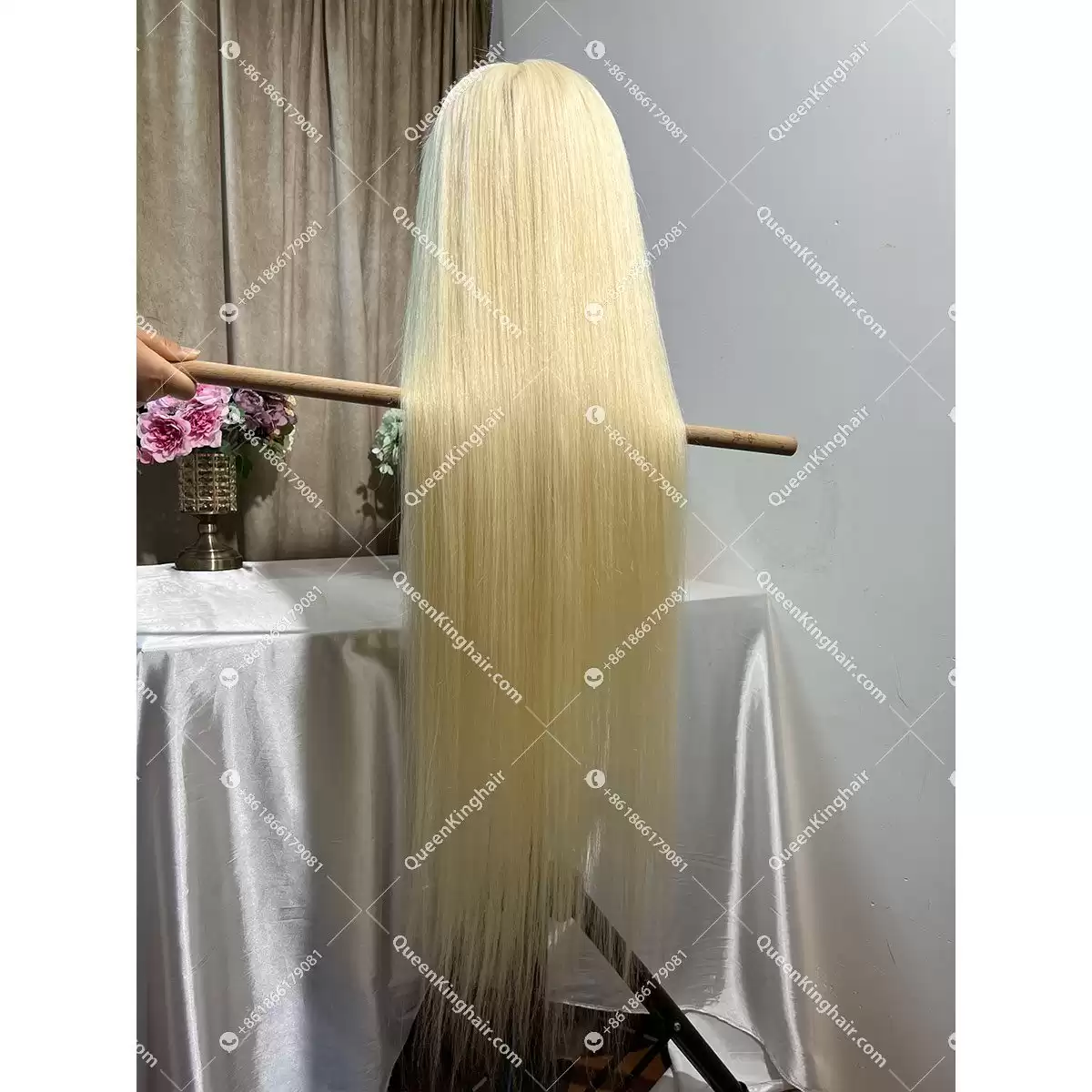 Thicker Ends European Virgin Hair  blonde Hd lace Full Lace Wig 180% Density Straight