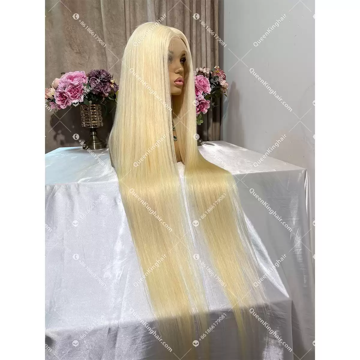Thicker Ends European Virgin Hair  blonde Hd lace Full Lace Wig 180% Density Straight