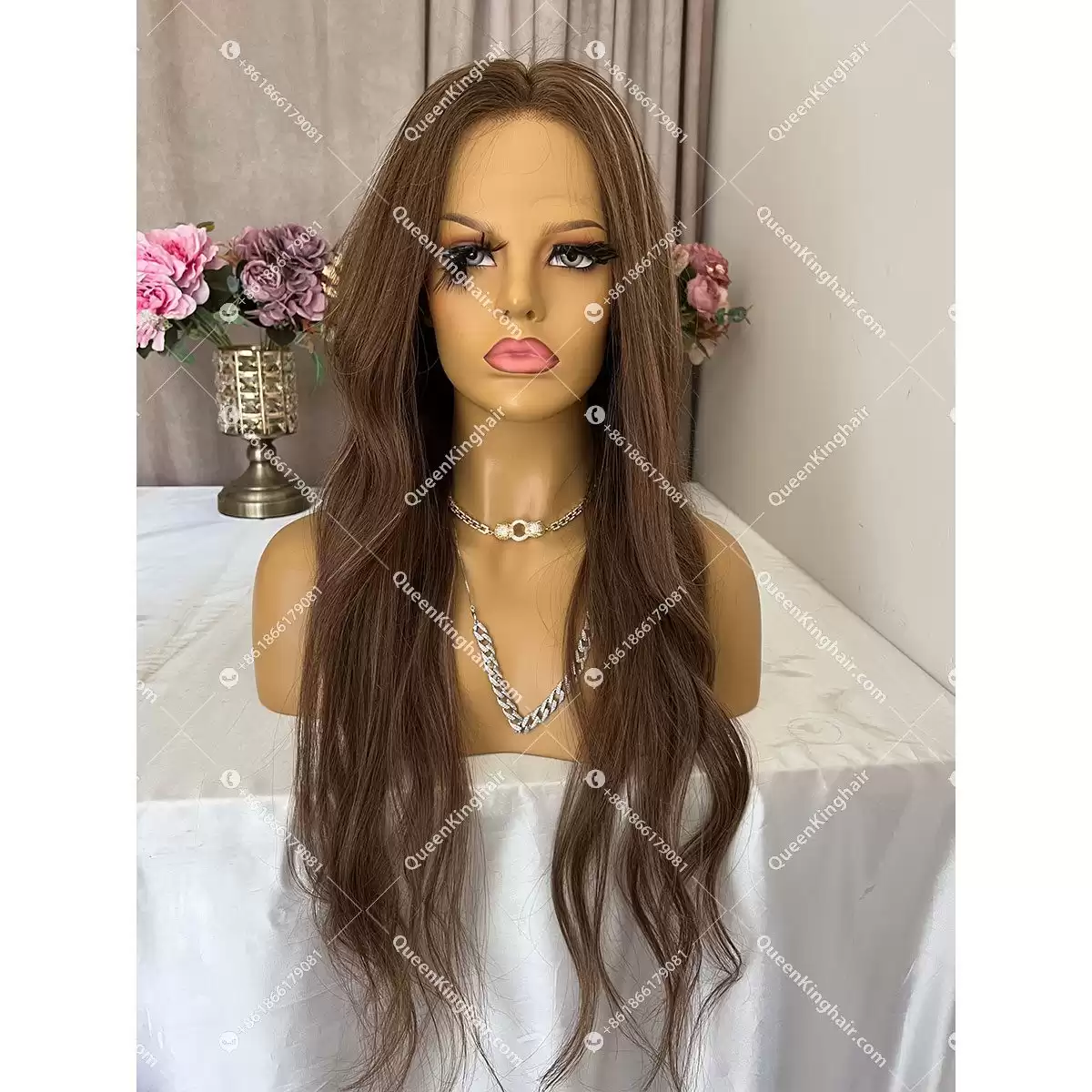 Brunette Hair Hd lace Full Lace Wig Silk Base 130% 150% Density Straight