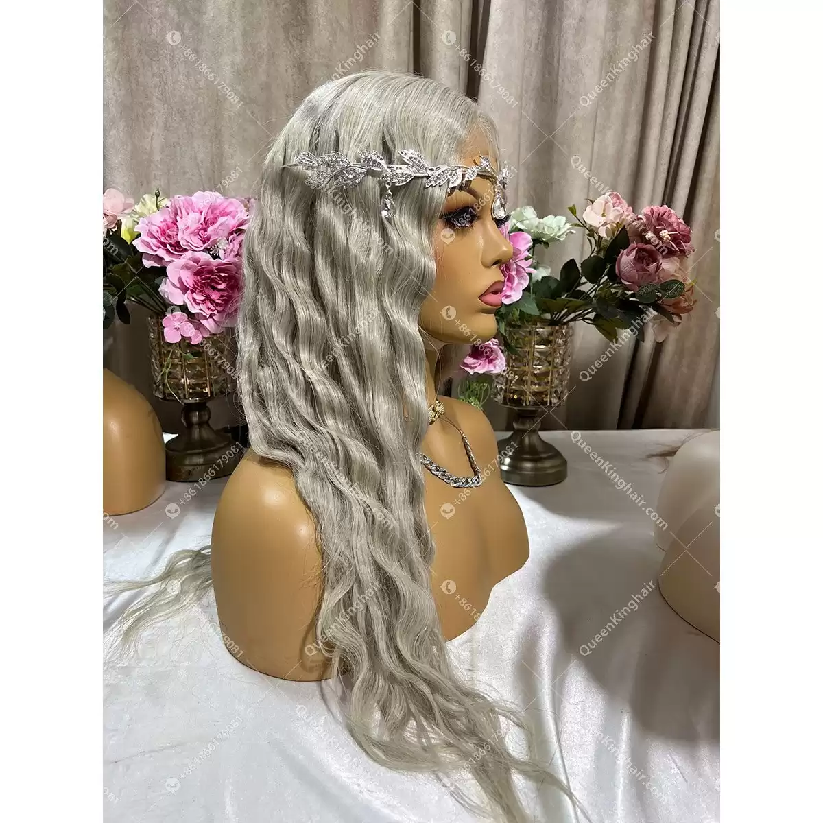 4x4 Ashy Blonde Wig 22Inches 180% Density Transparent Lace