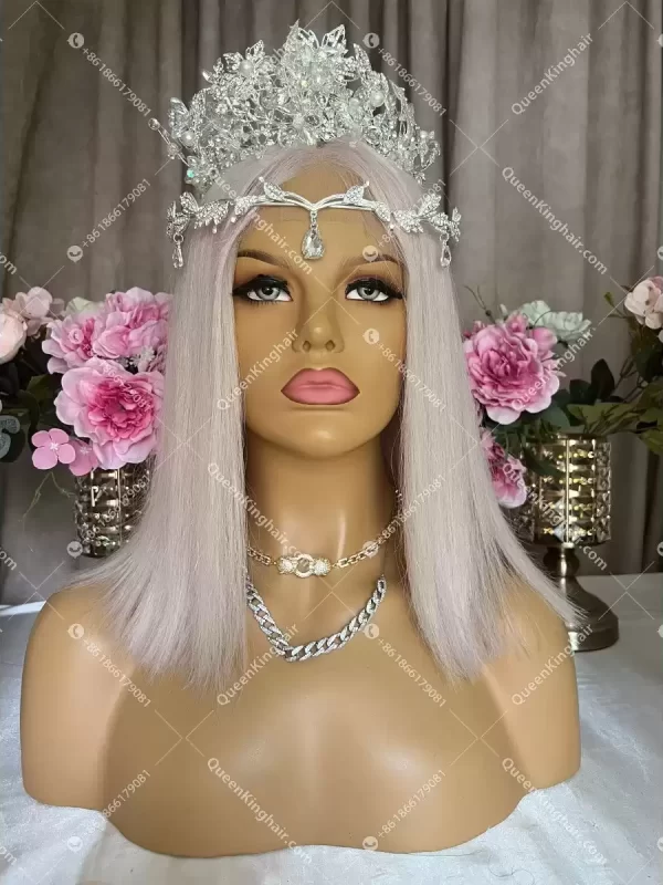12 Inches Bob 13x6 Virgin Hair White Blonde 180% Density Transparent Lace