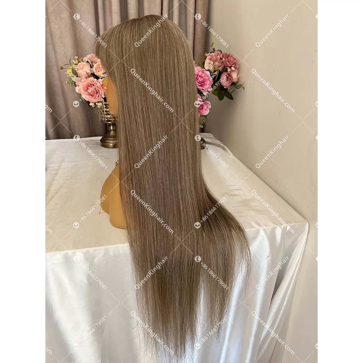 Virgin hair mixed color Ashy mix with blonde 13x6 180% density Hd lace with Bang