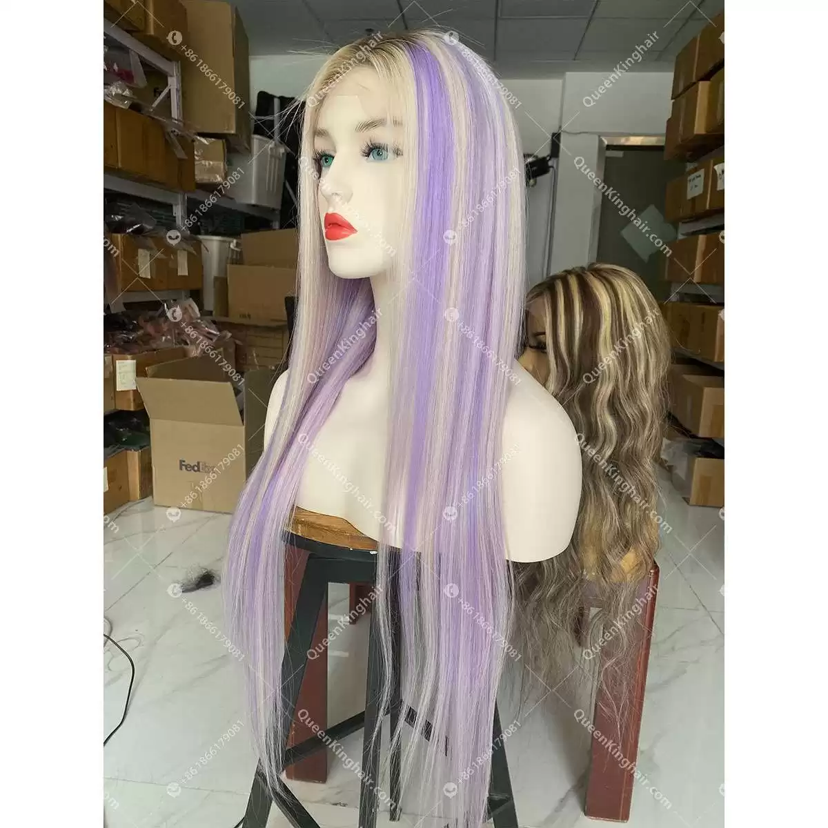 Dylan Ombré Brown Roots White Blonde Highlights Lavender 13x6 LaceFrontWig HD Lace Virgin Hair Straight
