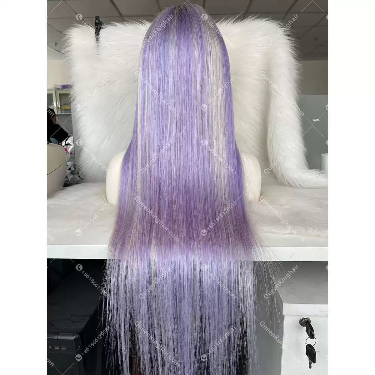 Dylan Ombré Brown Roots White Blonde Highlights Lavender 13x6 LaceFrontWig HD Lace Virgin Hair Straight
