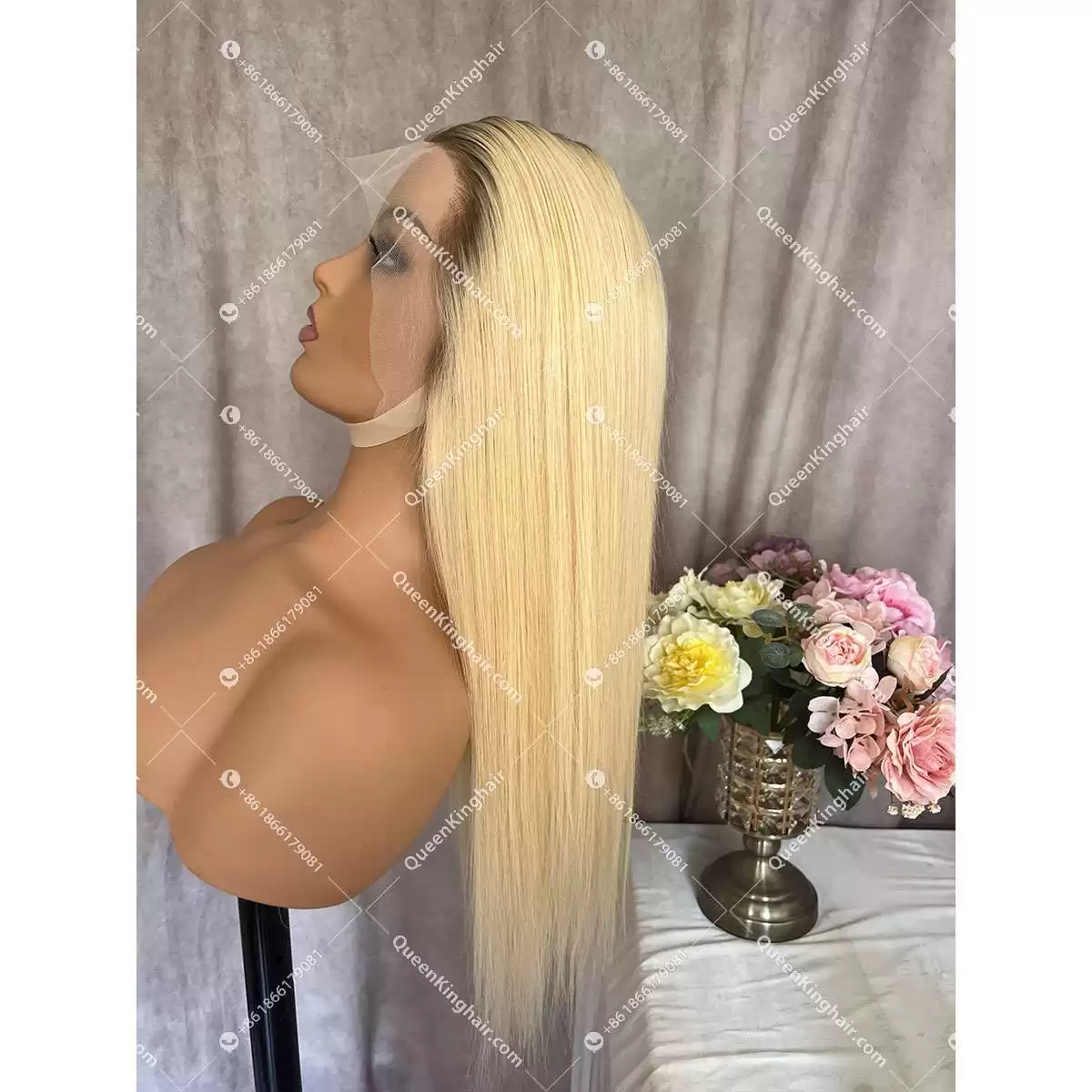 Jennie 13x6 lace front wig ombre ashy brown roots blonde wig transparent lace 150% density