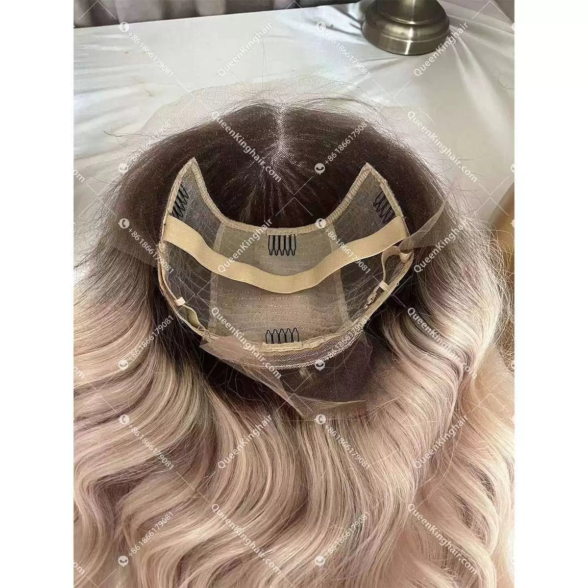 22 inches 13x6 150% density transparent lace ombré ashy roots blonde wig