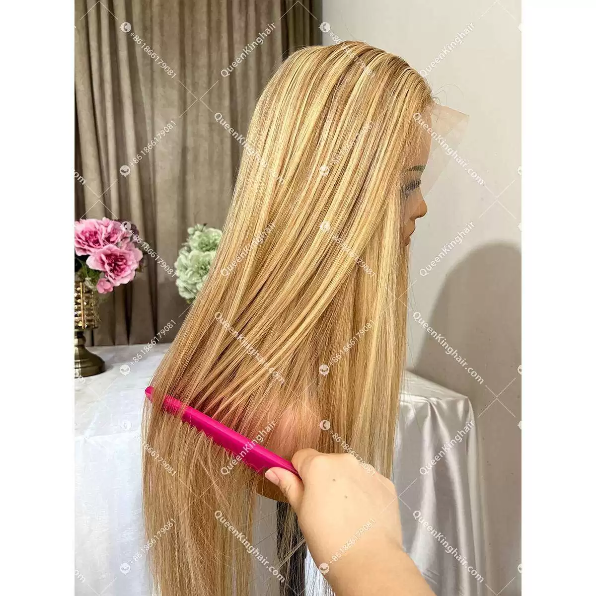 Lexy transparent lace 13x6 lace front wig brown with blonde balayage ombré natural look