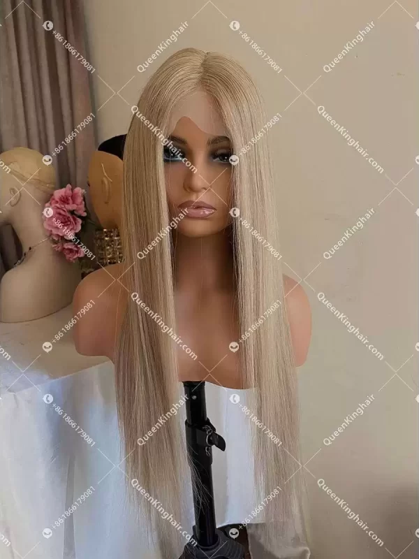Gia transparent lace 13x1 lace front wig natural look T part wig Ashy Color hair