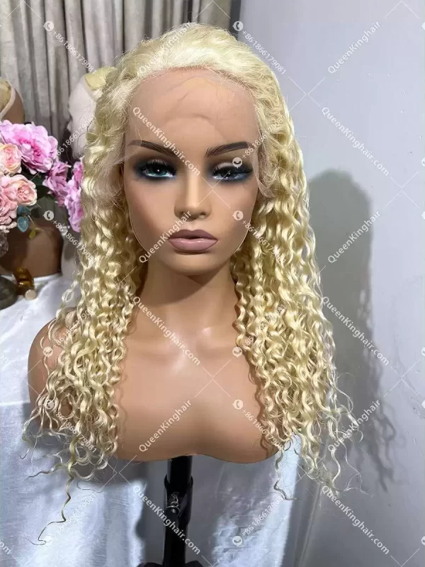 Curly 613 virgin hair Hd lace 13x6 lace front wig 150% density blonde wig