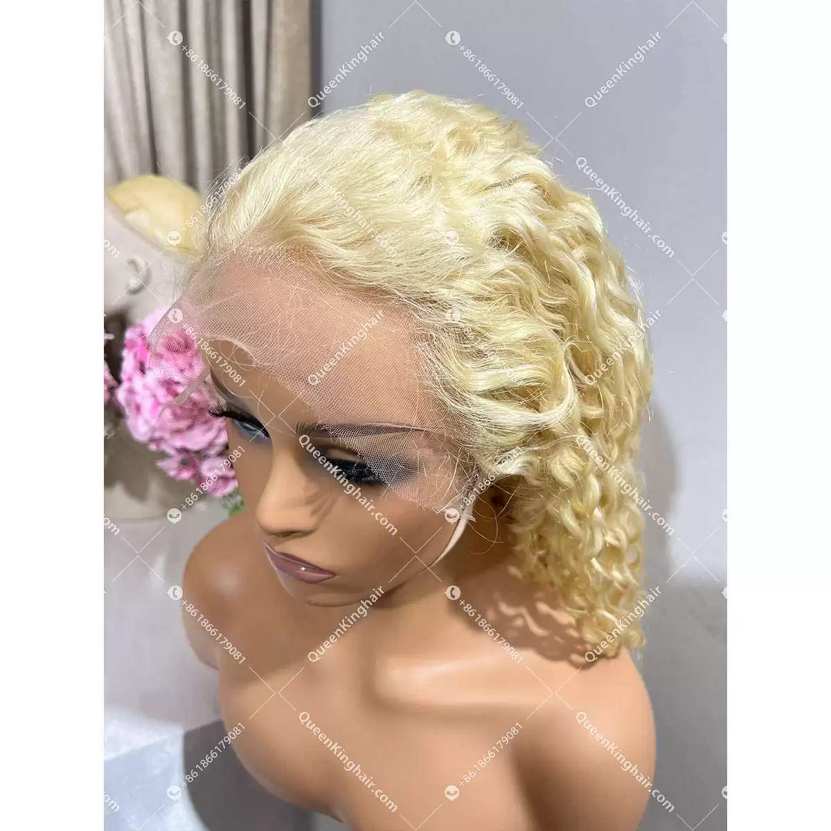 Curly 613 virgin hair Hd lace 13x6 lace front wig 150% density blonde wig