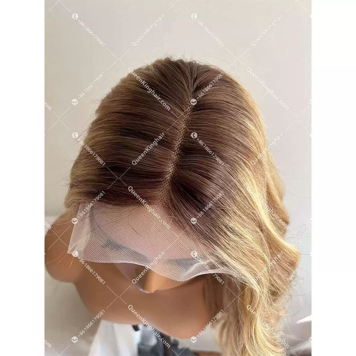1665464937-04 Lena transparent lace T part 13x1 lace honey blonde with blonde balayage 150% density brown roots