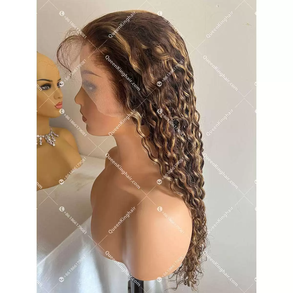 24 inches 13x6 full frontal 180% density Chocolate brown blends blonde transparent lace