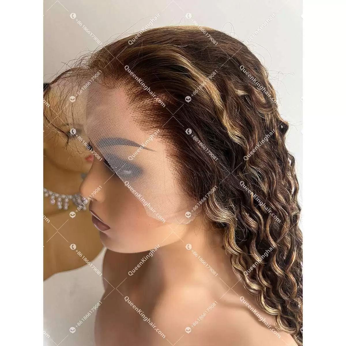 24 inches 13x6 full frontal 180% density Chocolate brown blends blonde transparent lace