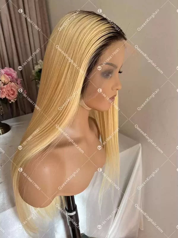 1B/613 13x6 150% density Transparent lace Remy hair frontal wig,Knots can be bleached. Prelucked Hairline