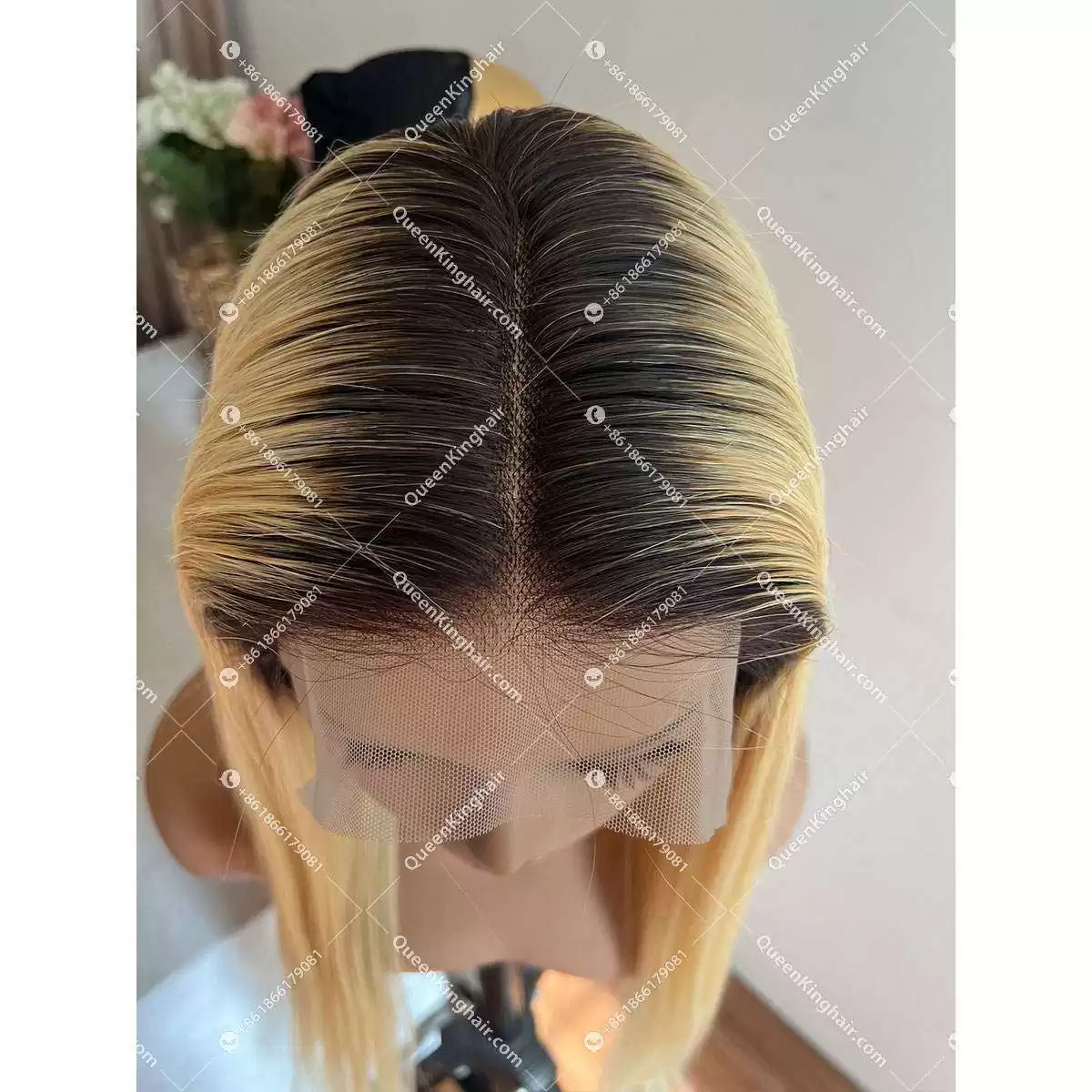 1B/613 13x6 150% density Transparent lace Remy hair frontal wig,Knots can be bleached. Prelucked Hairline