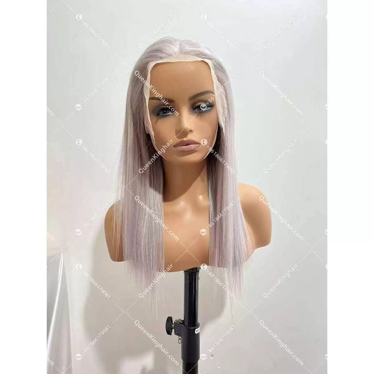 Silver  Grey 13x6 150% density Transparent lace Remy hair frontal wig